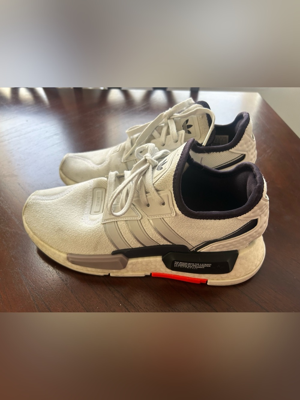adidas Men’s cream and Black Sneakers with Red Accent size 8